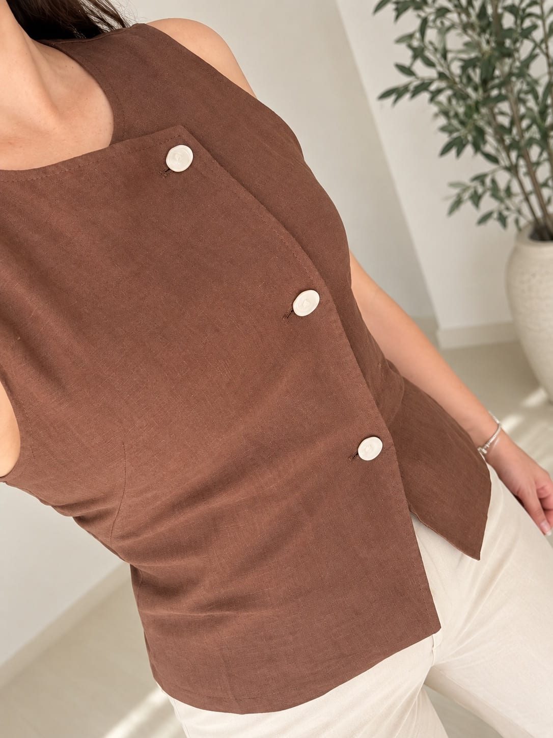 Blusa Lino Asimetrica